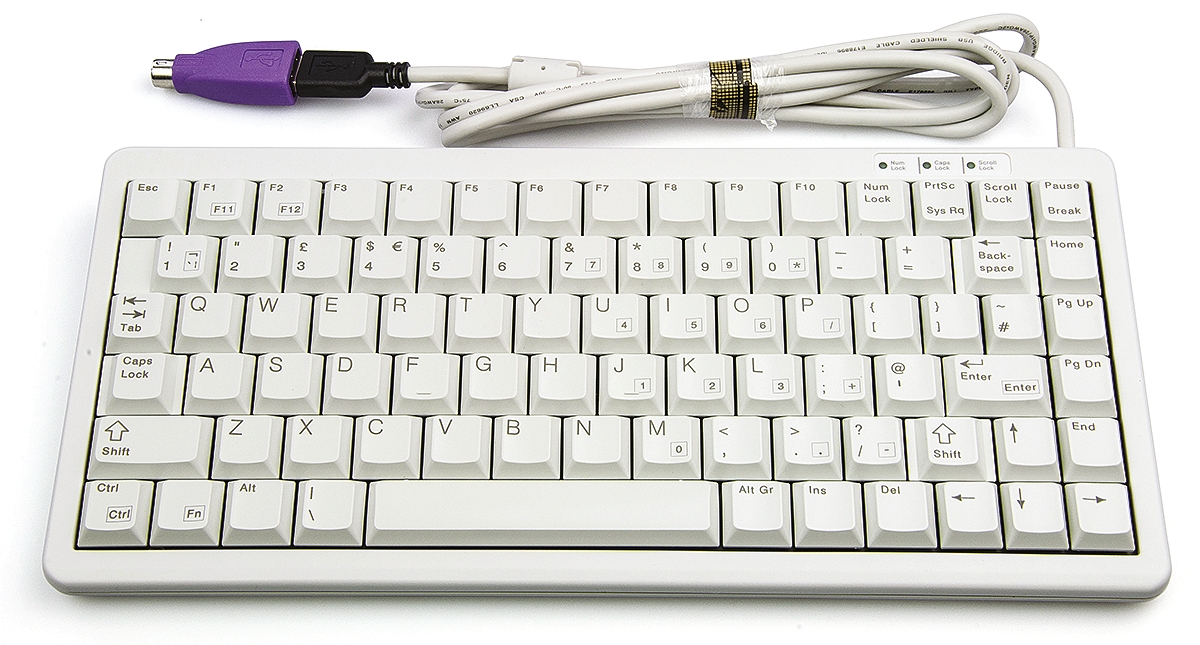 Cherry Wired PS2, USB Compact Keyboard, QWERTY (UK), White