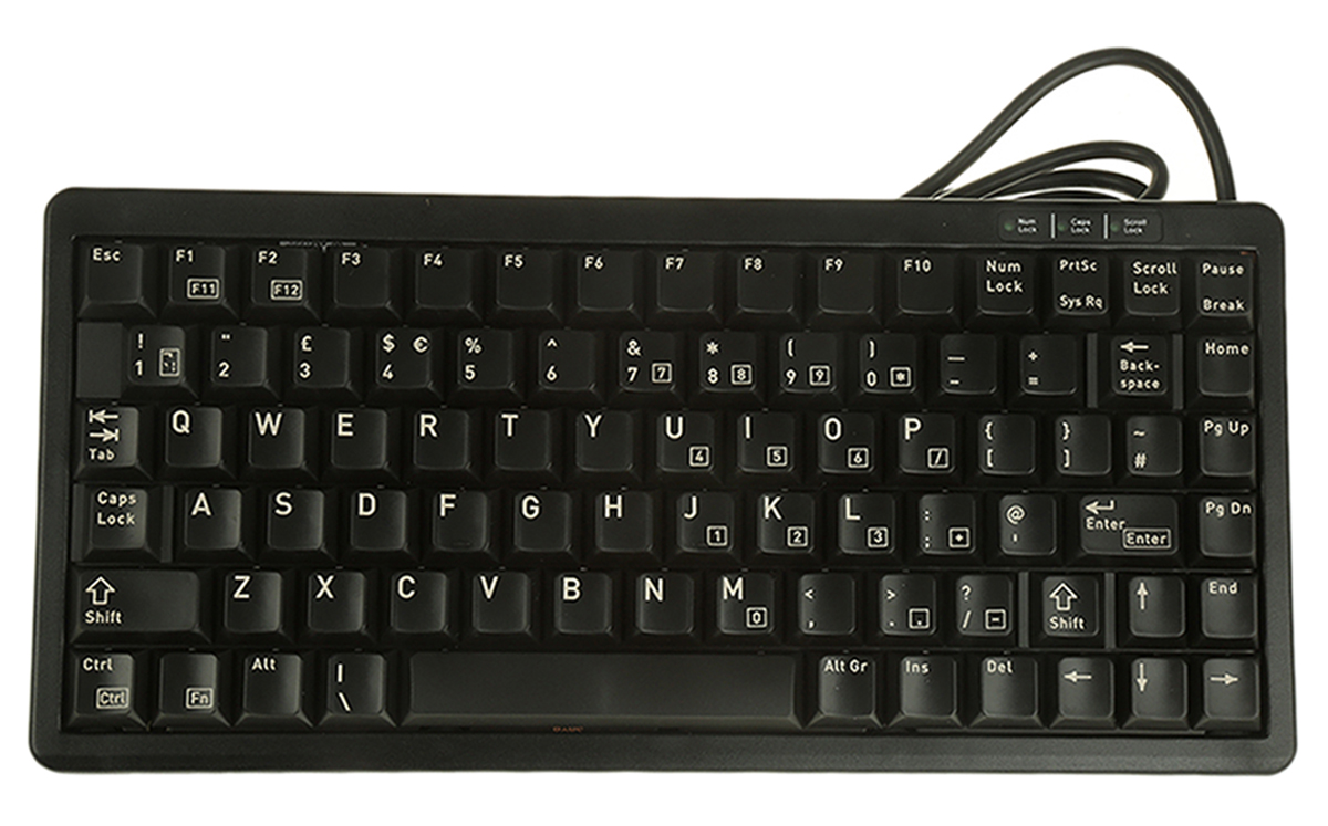 g84-4100lcagb-2 Cherry Wired USB, PS2 Compact Keyboard, QWERTY (UK), Black