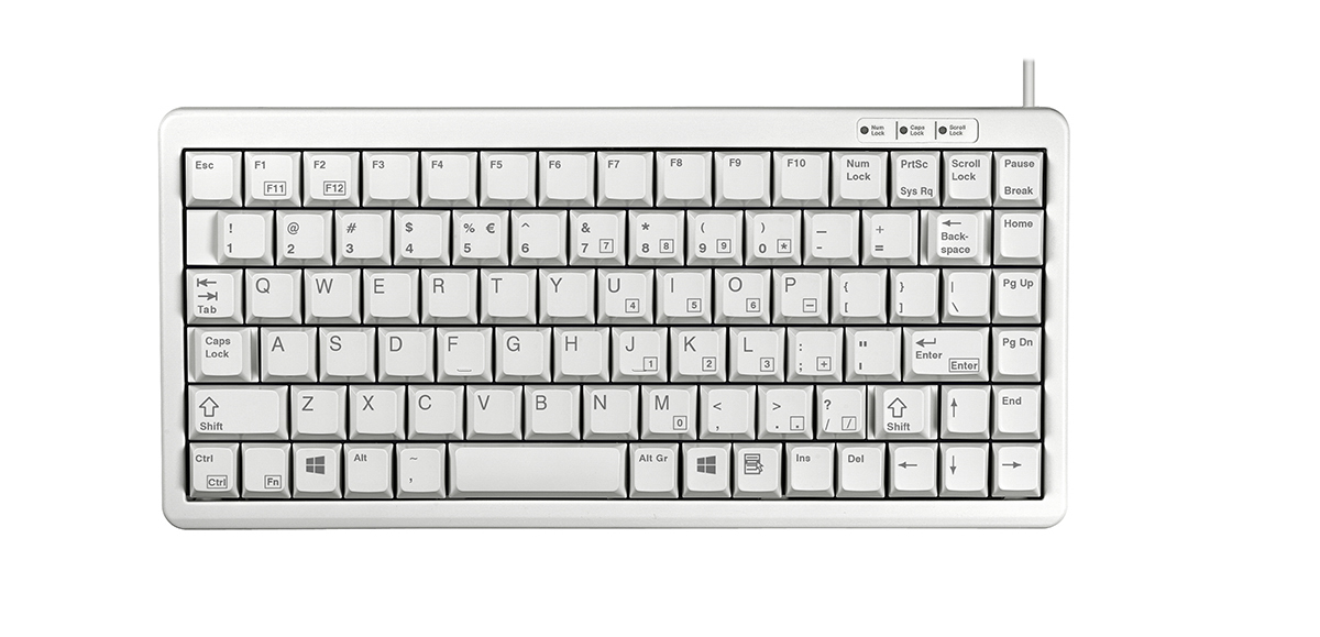 Cherry G84-4100 Wired USB, PS2 Compact Keyboard, QWERTY (US), Light Grey