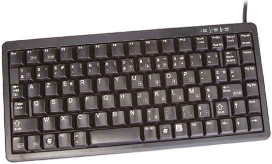 Cherry Wired PS2, USB Compact Keyboard, AZERTY, Black