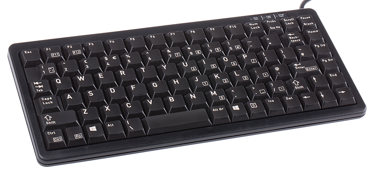 Cherry Wired PS2, USB Compact Keyboard, QWERTY (UK), Black