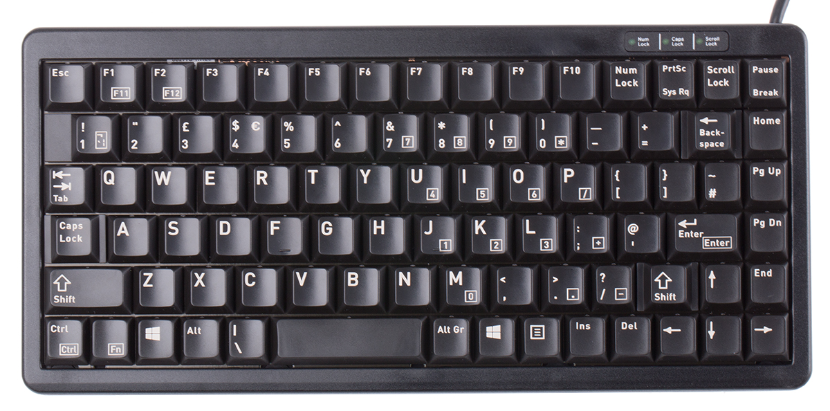g84-4100lcmgb-2 Cherry Wired PS2, USB Compact Keyboard, QWERTY (UK), Black