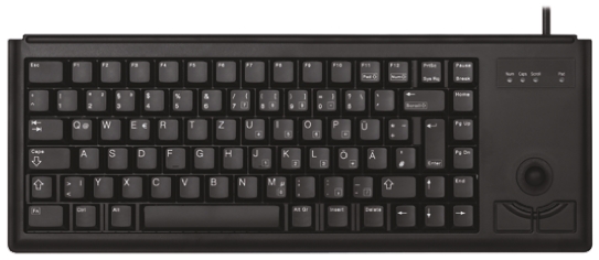 Cherry Wired PS2 Compact Trackball Keyboard, QWERTY (US), Black
