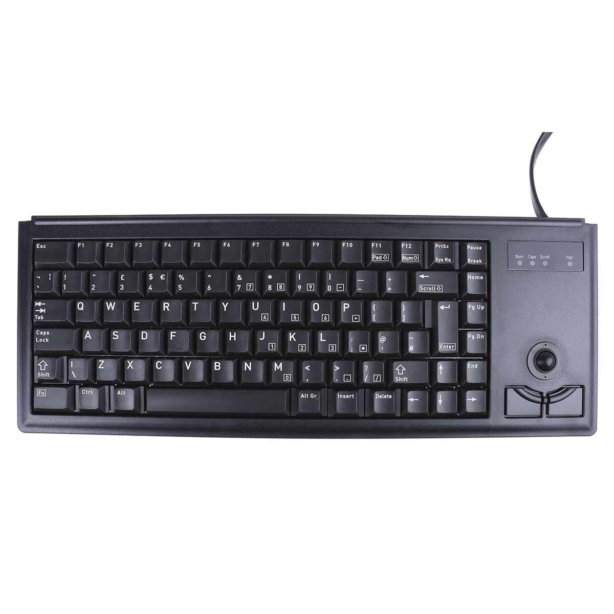 Cherry Wired PS2 Compact Trackball Keyboard, QWERTY (UK), Black