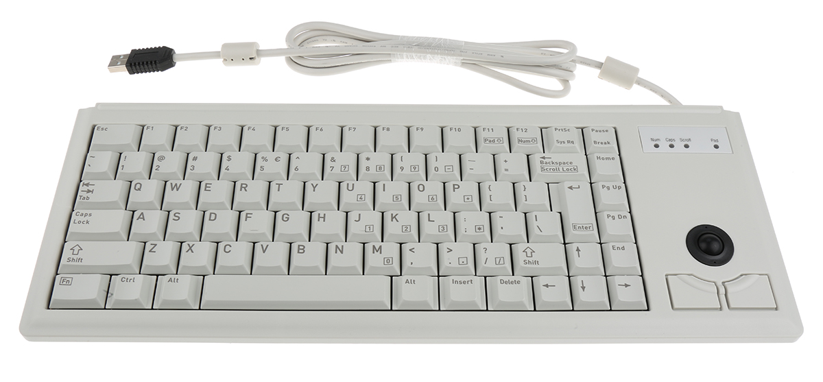 Cherry Wired USB Compact Trackball Keyboard, QWERTY (US), Grey