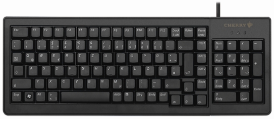 Cherry Wired PS2, USB Compact Keyboard, QWERTZ (German), Black