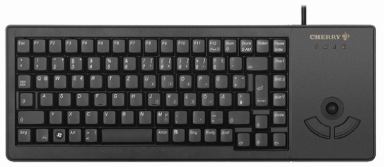 Cherry Wired USB Compact Trackball Keyboard, QWERTY, Black