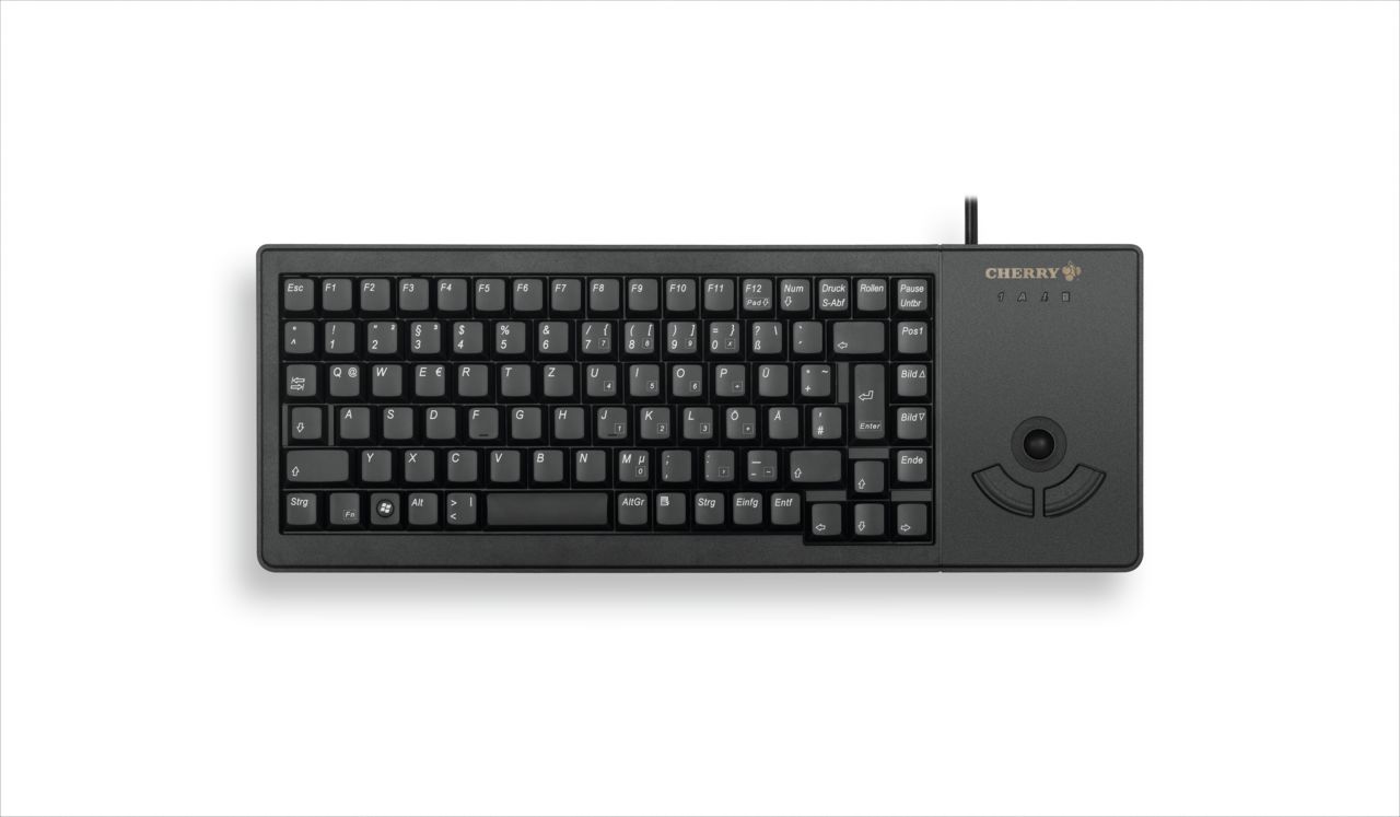 Cherry G84 Wired USB Compact Trackball Keyboard, QWERTY (Italy), Black