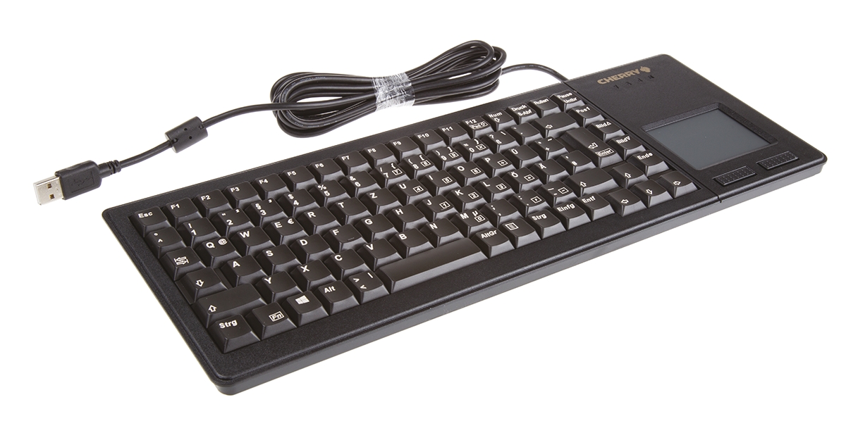 Cherry Wired USB Compact Touchpad Keyboard, QWERTY, Black