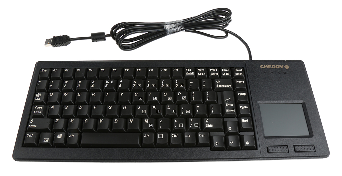 Cherry Wired USB Compact Touchpad Keyboard, QWERTY (US), Black