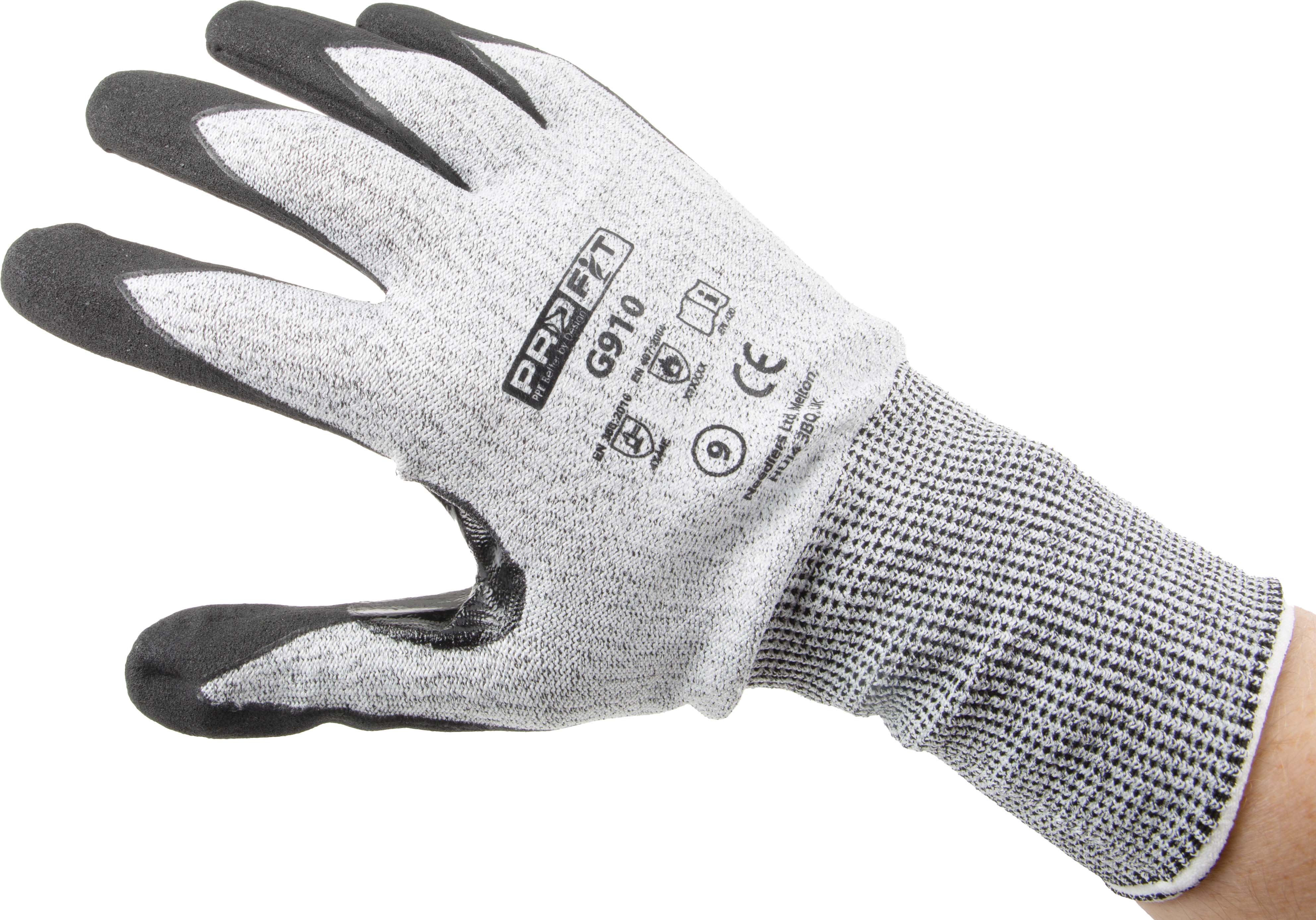 g910-09 Pro Fit Black, Grey Nitrile Glove, Size 9, Nitrile Foam Coating