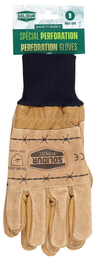 ga01-t8 Solidur GA01 Brown Cowhide Gloves, Size 8
