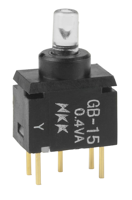 NKK Switches GB Series Illuminated Push Button Switch, On-On, Through Hole, SPST, Amber LED, 28 V dc 28 V ac