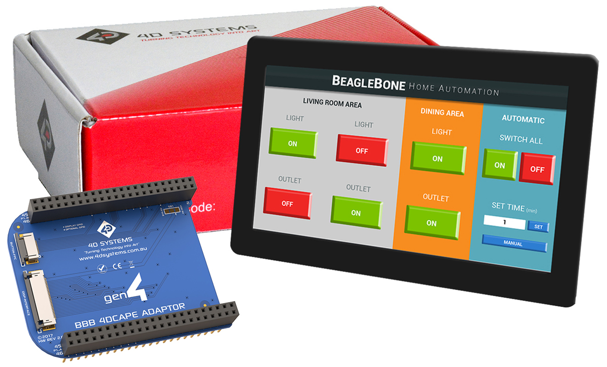 4D Systems gen4-4DCAPE-70CT-CLB LCD Colour Display Touch Screen, 7 in, 800 x 480 pixel