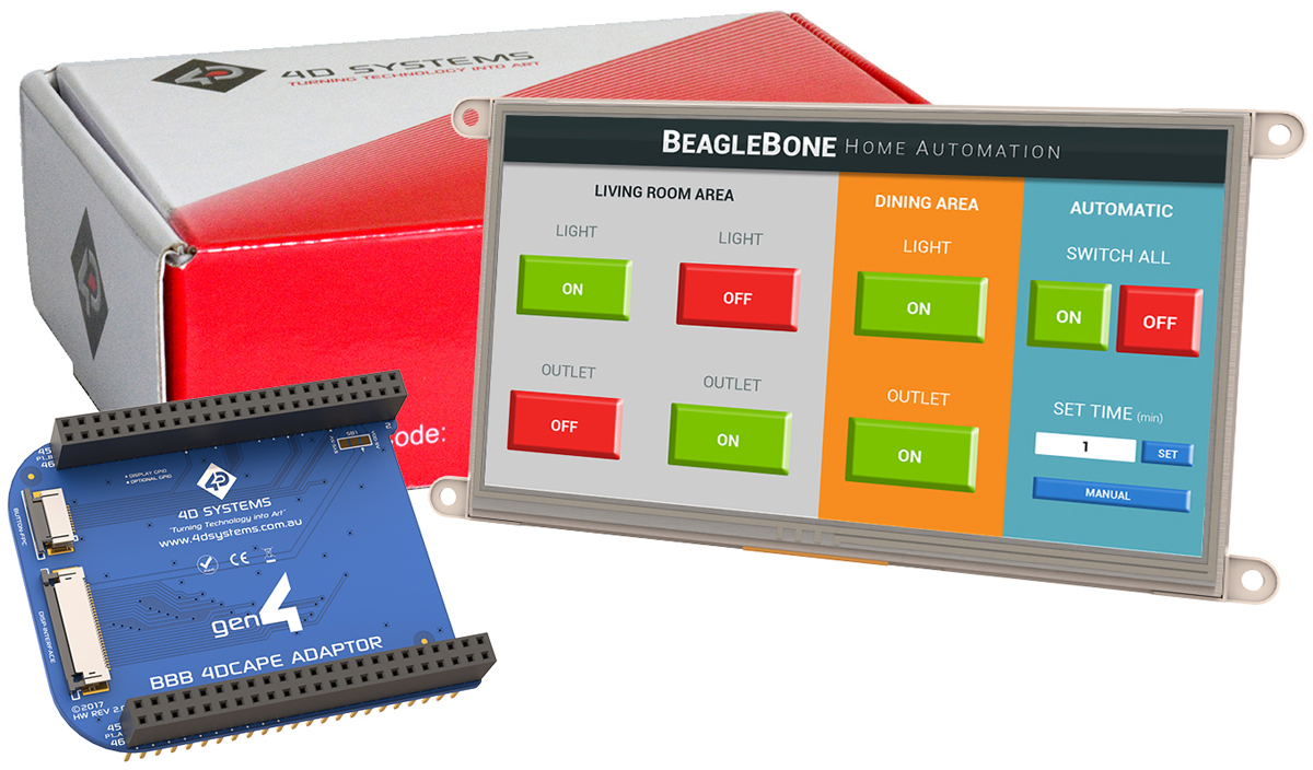 4D Systems gen4-4DCAPE-70T LCD Colour Display Touch Screen, 7 in, 800 x 480 pixel