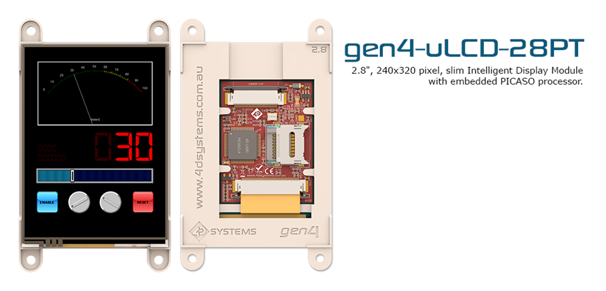 gen4-ulcd-28pt-pi 4D Systems Gen4 Diablo16 with 71.12 mm Resistive Touch Screen
