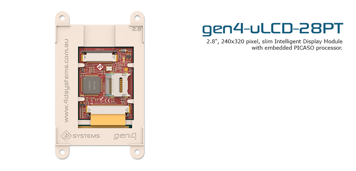 4D Systems gen4-uLCD-28PT LCD Display Module Touch Screen, 71.12 mm, 240 x 320 pixel