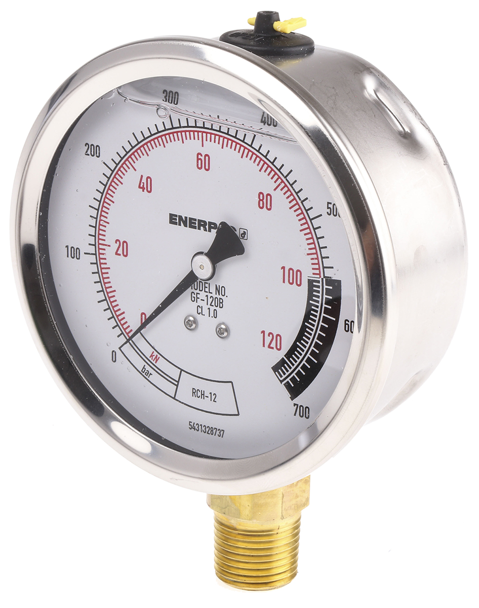 Enerpac 1/2 in NPTF Pressure Gauge, 100 mm, 700 bar