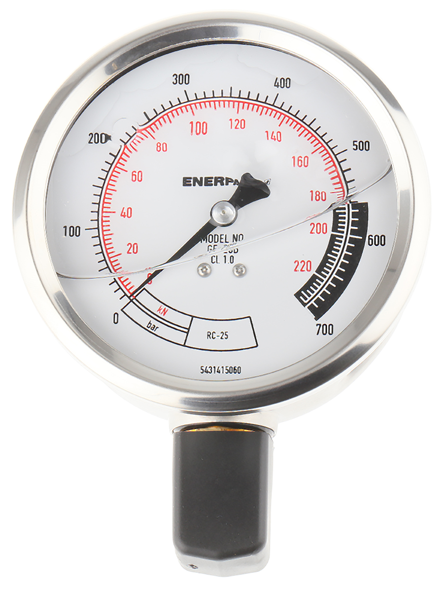 Enerpac 1/2 in NPTF Pressure Gauge, 100 mm, 700 bar