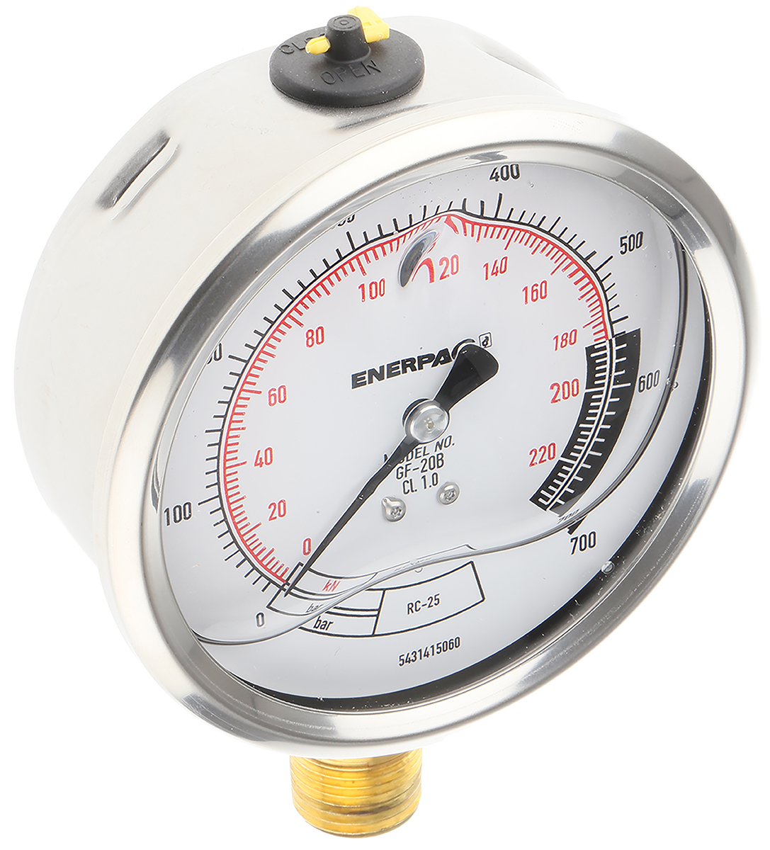gf20b Enerpac 1/2 in NPTF Pressure Gauge, 100 mm, 700 bar