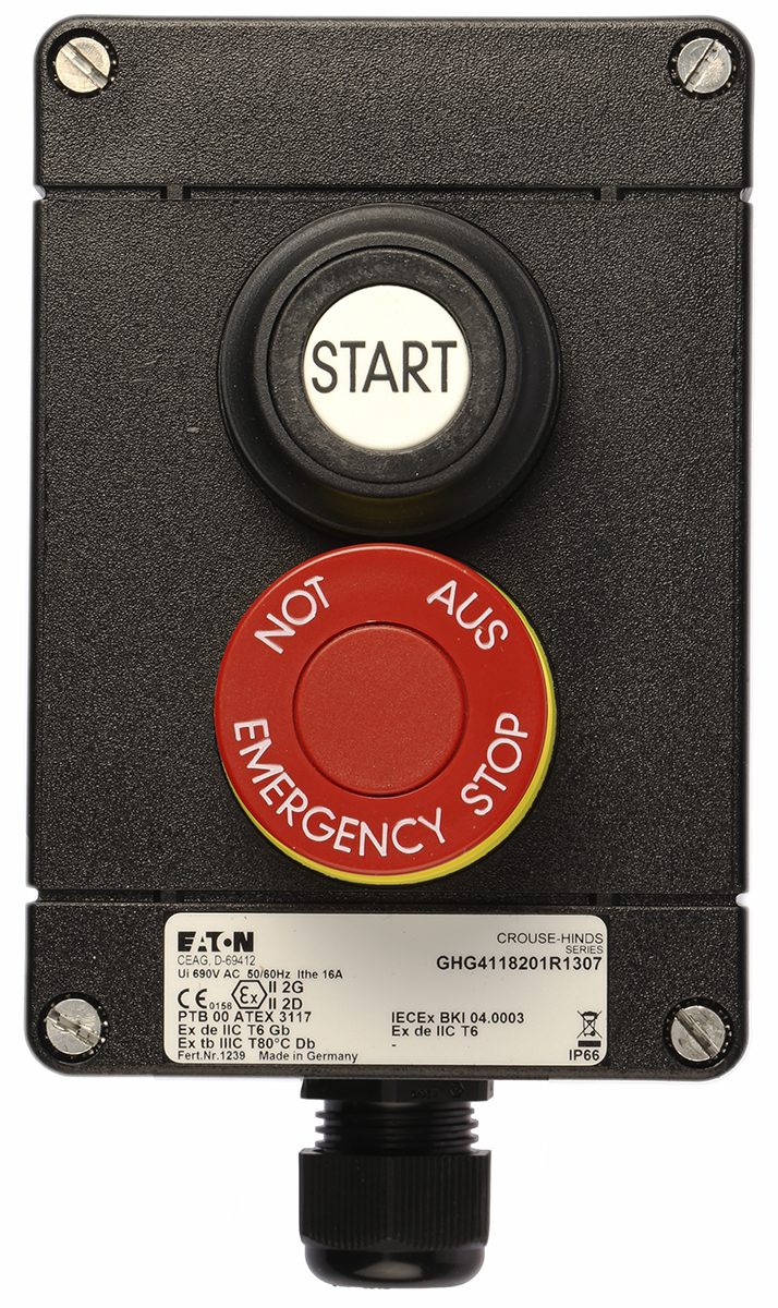 Eaton Push Button Control Station, 2 Cutouts, IP67