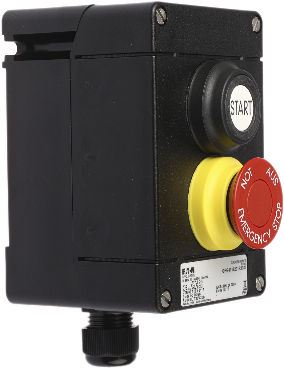 ghg4118201r1307 Eaton Push Button Control Station, 2 Cutouts, IP67