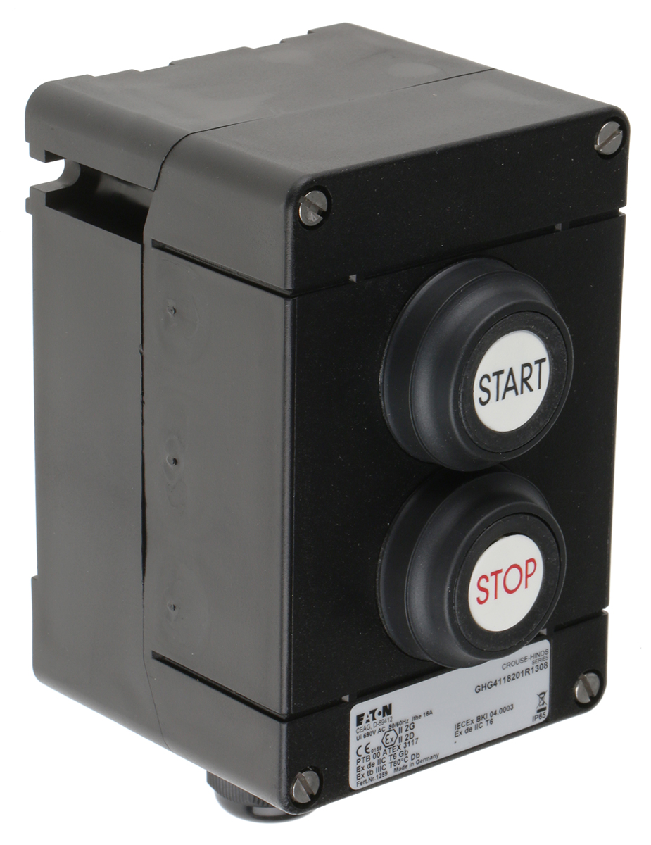 Eaton Push Button Control Station, 2 Cutouts, IP67, IP65