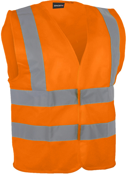 SINGER SAFETY Orange Hi Vis Vest 100% Polyester, 120 GSM, L