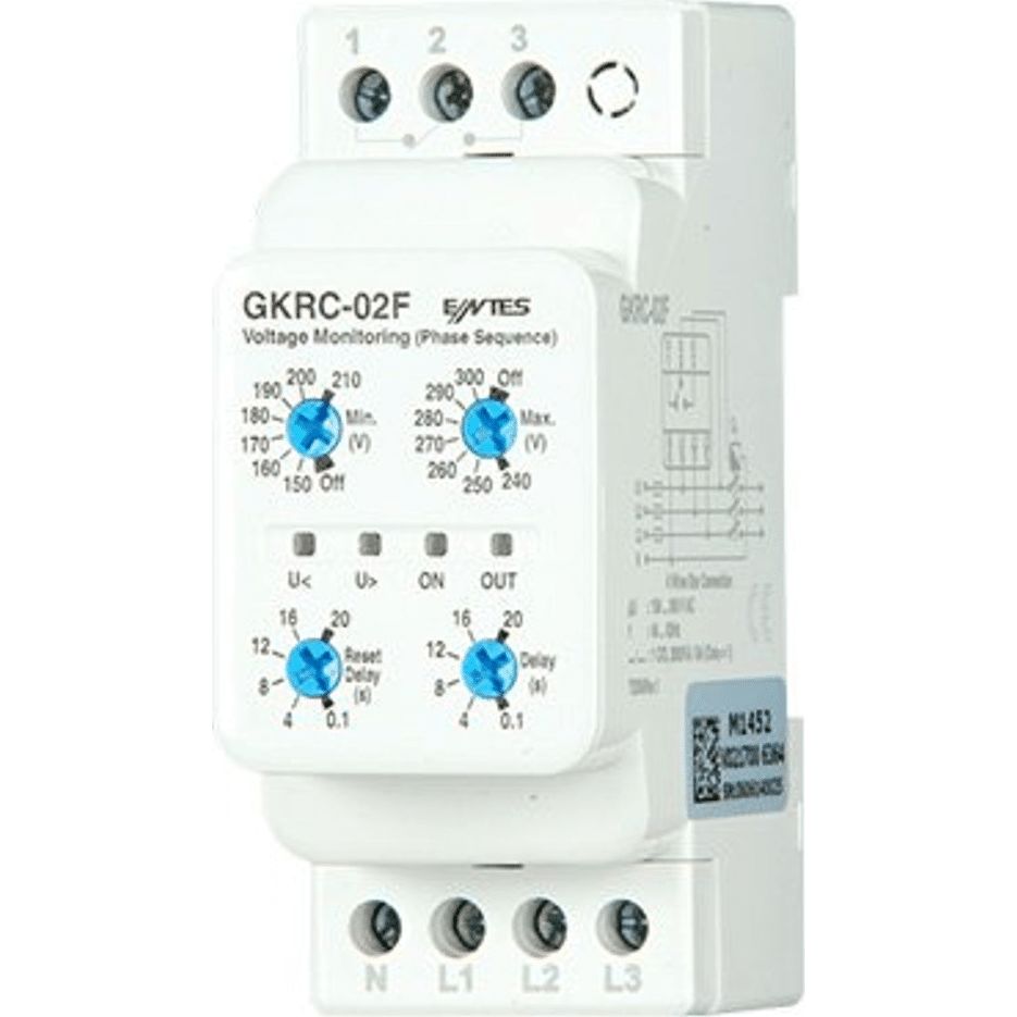 ENTES Phase/Voltage Monitoring Relays, 3 Phase, 150 to 300 V ac Monitor Range, 1 CO, Rail, 230V ac
