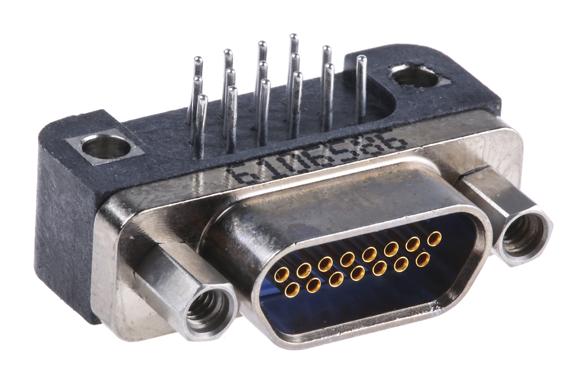 Glenair GMR7590 15 Way Right Angle 1.91 mm Pitch Through Hole D-Sub Connector Female