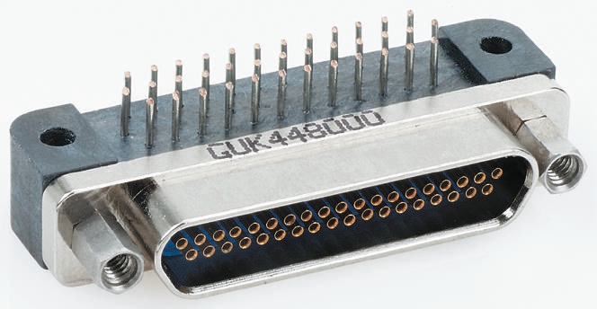 Glenair GMR7590 37 Way Right Angle 1.91 mm Pitch Through Hole D-Sub Connector Female