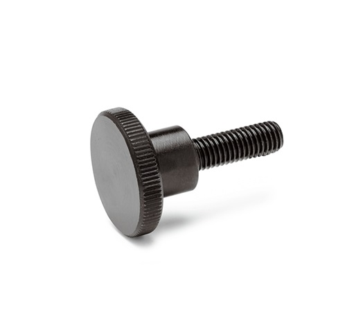 Ganter GN.29727 Black Stainless Steel Knurled Clamping Knob, M6, Threaded Stud