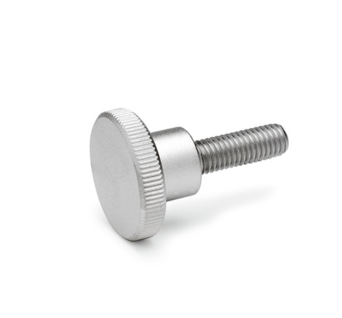Ganter GN.29757 Natural Stainless Steel Knurled Clamping Knob, M4, Threaded Stud