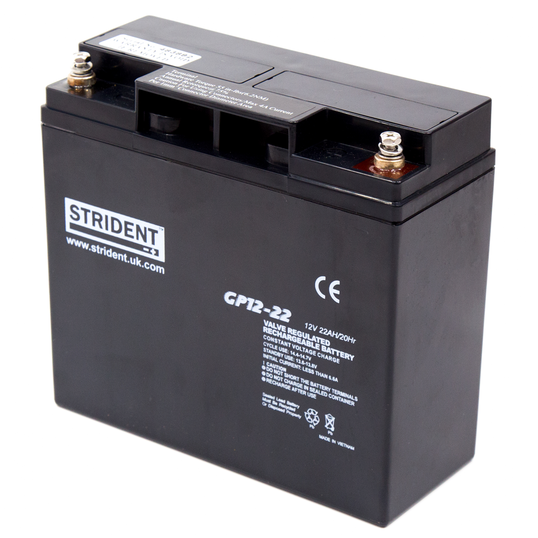 Strident 12 V Battery, 22 Ah, 7mm x 167 mm
