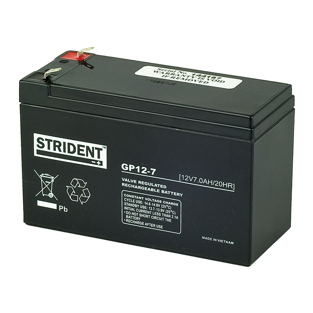 Strident 12 V Battery, 7 Ah, 65mm x 93.5 mm