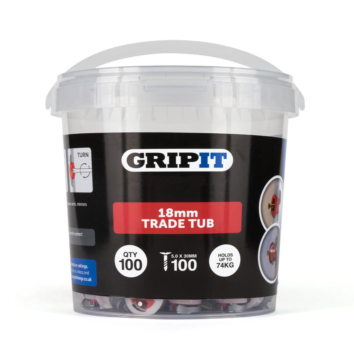 Gripit Red Steel, Plastic Plasterboard Fixing, 18 mm fixing hole diameter