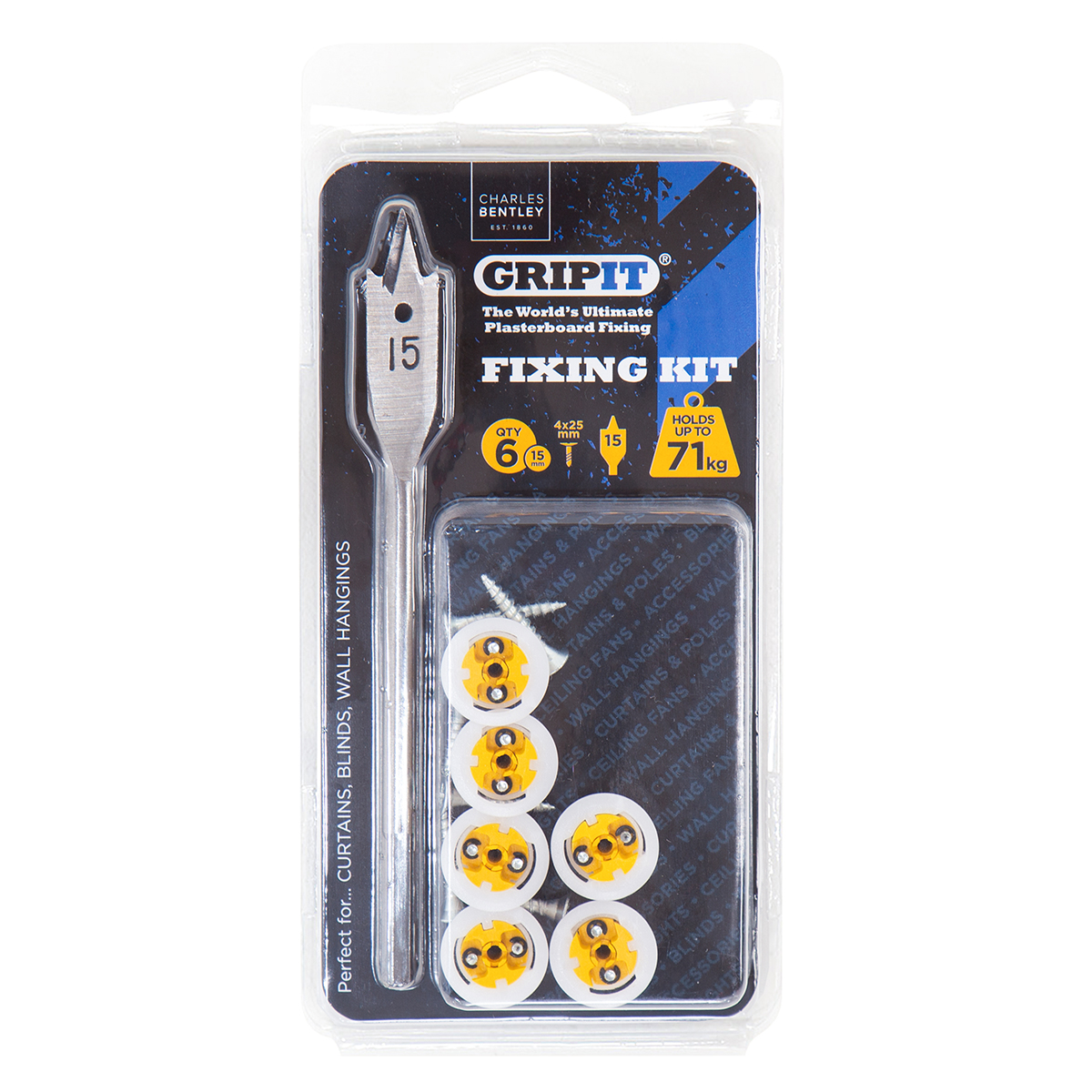 Gripit Yellow Stainless Steel Plasterboard Fixing, 15 mm fixing hole diameter