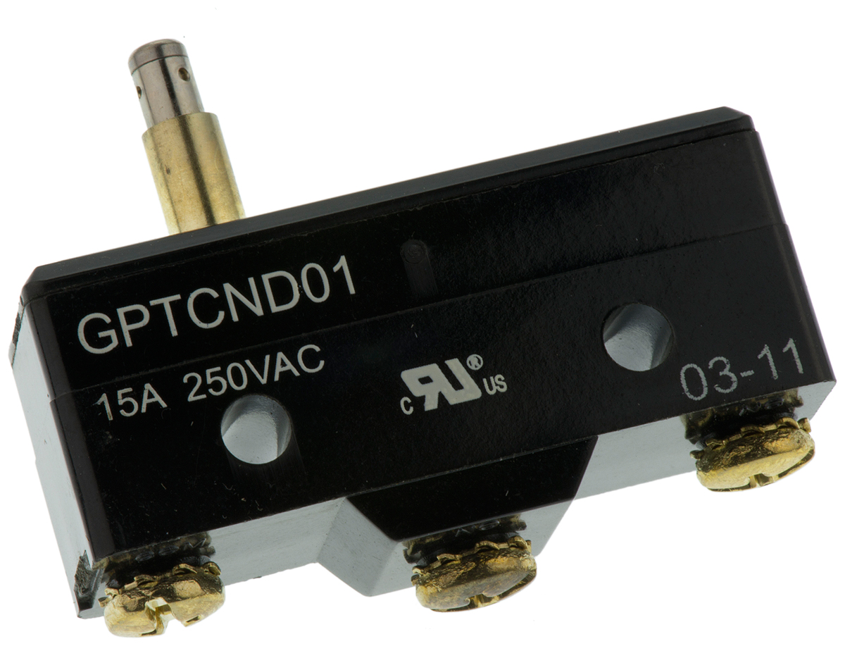 ZF Button Micro Switch, Screw Terminal, 20 A, 250 V ac, SPDT