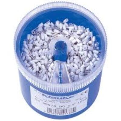Klauke, GR46 Insulated Cable End, 8 mm Pin Length, 1 mm Pin Diameter, White from 0.5 AWG