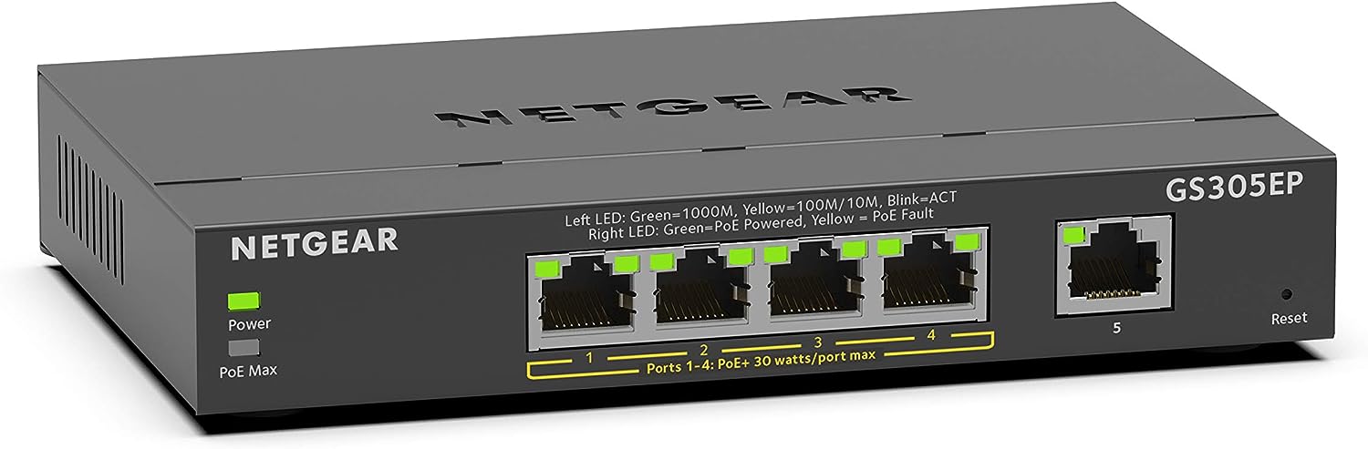 Netgear GS305EP Smart 5 Port Ethernet Switch Power Over Ethernet