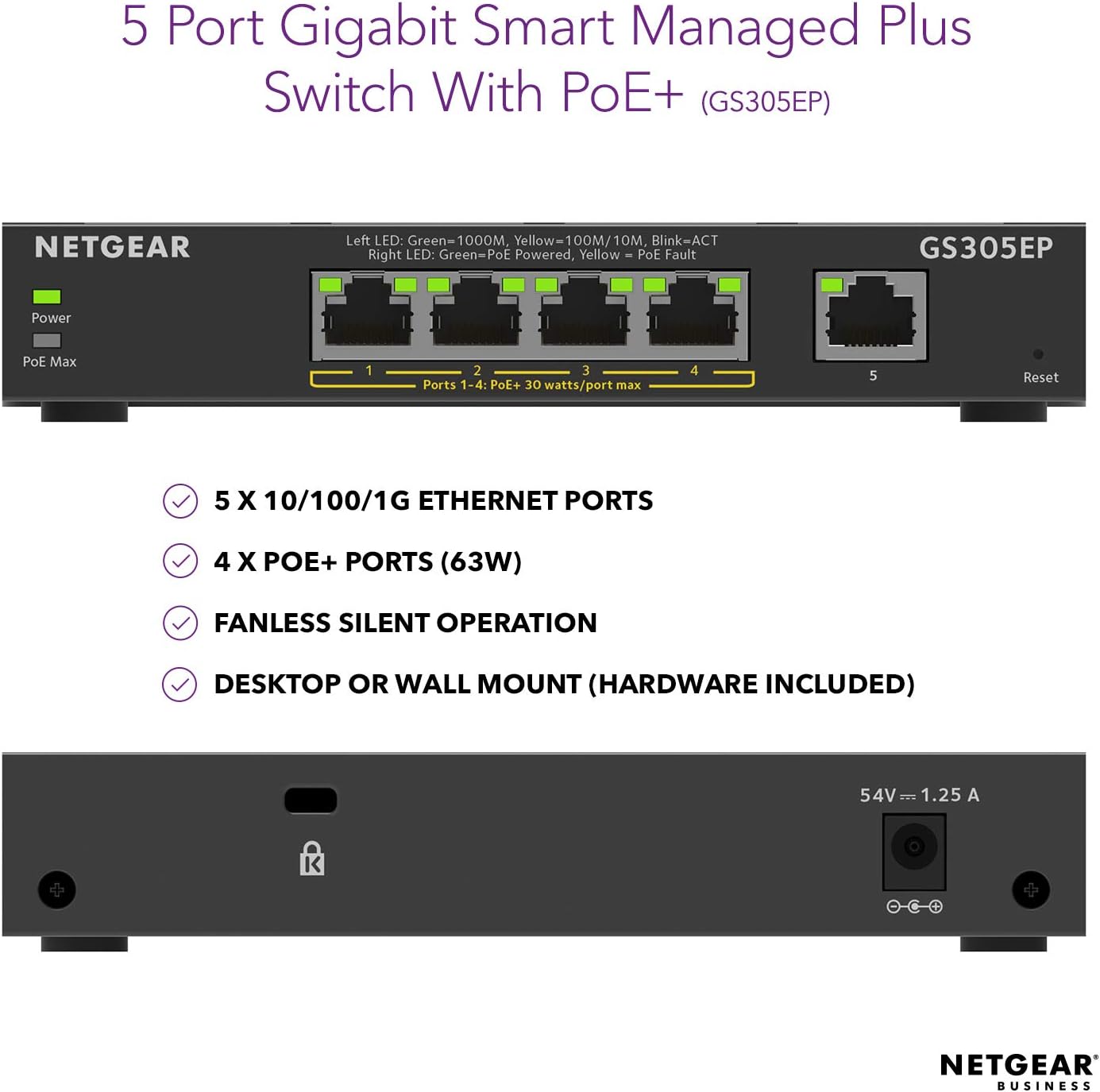 gs305ep-100uks Netgear GS305EP Smart 5 Port Ethernet Switch Power Over Ethernet