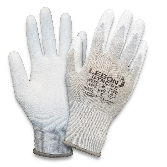 Lebon Protection GTNC/PE White Polyamide Glove, Size 9, Polyurethane Coating