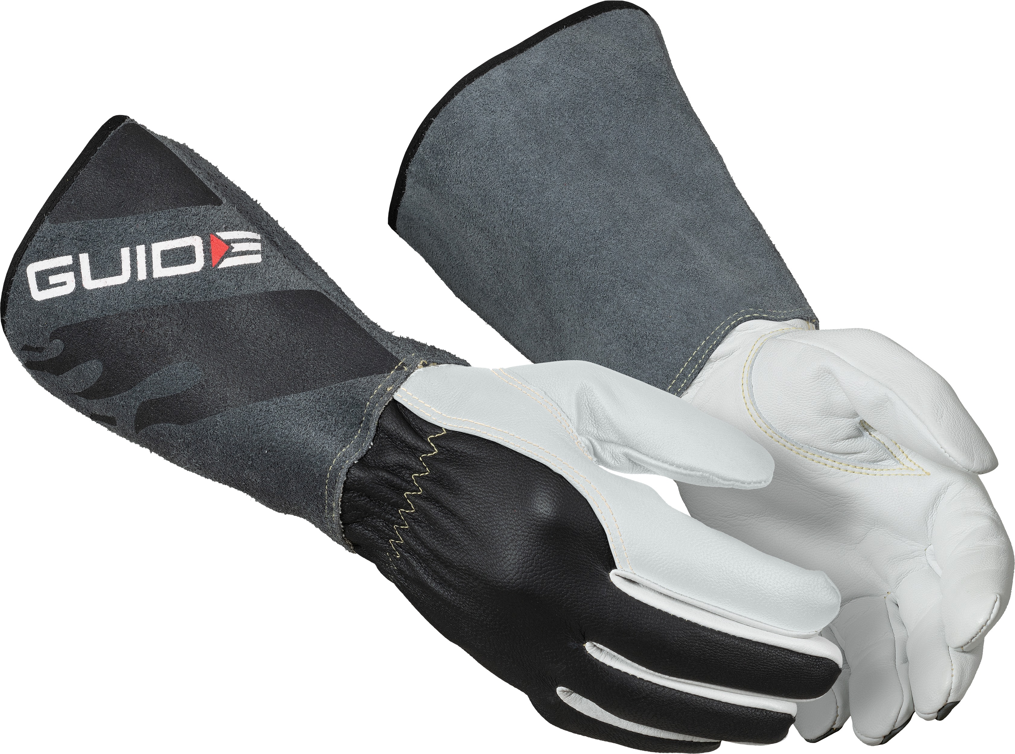 GUIDE GLOVES Grey, White Leather Work Gloves Heat Resistant