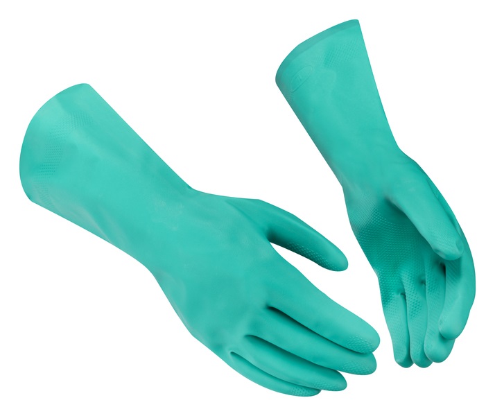 GUIDE GLOVES GUIDE 4038 Green Nitrile Work Gloves, Size 8, Nitrile Coating