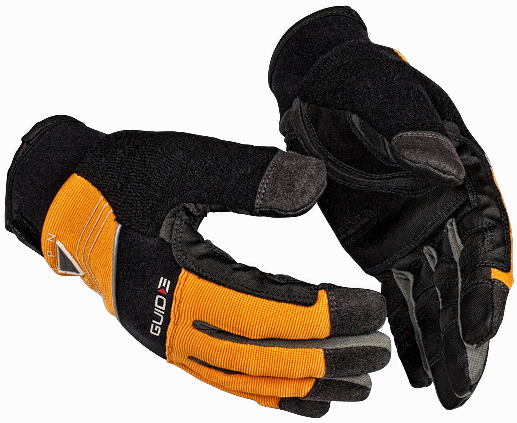GUIDE GLOVES GUIDE 6401 Black, Orange Elastane, Metal Mesh, Neoprene, Nylon, Polyester, Synthetic Leather Work Gloves,