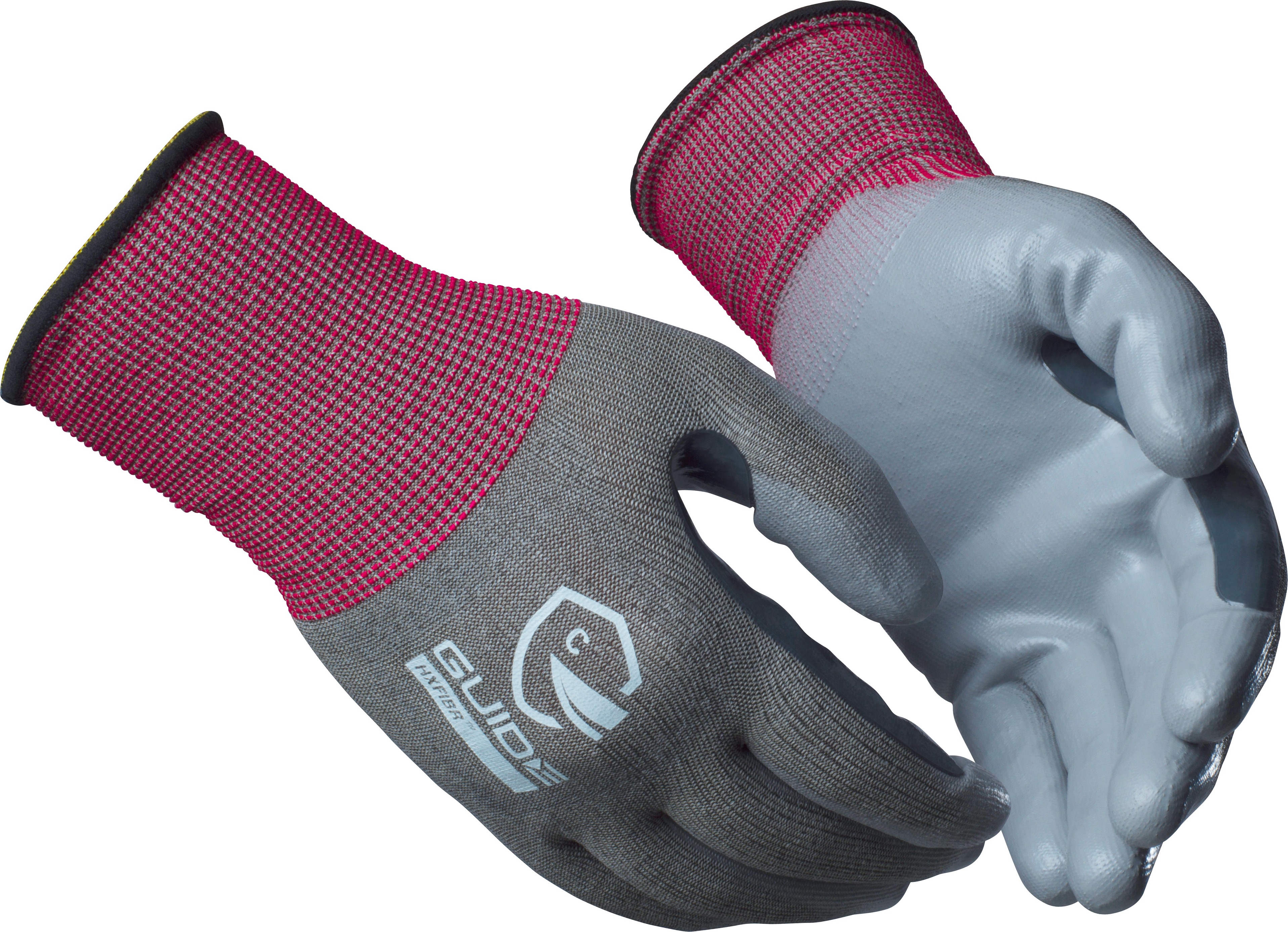 GUIDE GLOVES GUIDE 6602 Black, Dark Grey, Red Elastane, Nylon, Polyurethane, Steel Fibre Work Gloves, Size 7,