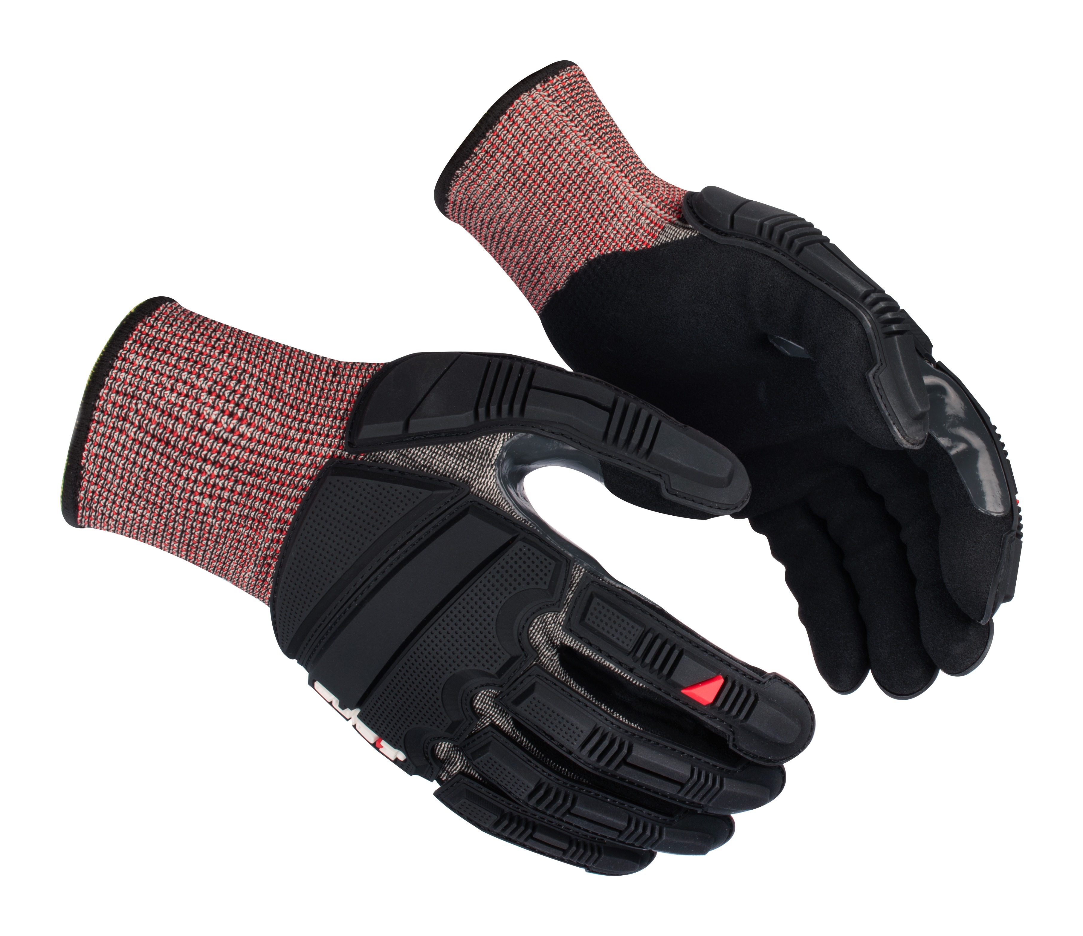 GUIDE GLOVES GUIDE 6609 Black, Dark Grey, Red Elastane, Nitrile, Nylon, Steel Fibre Work Gloves, Size 10, Nitrile