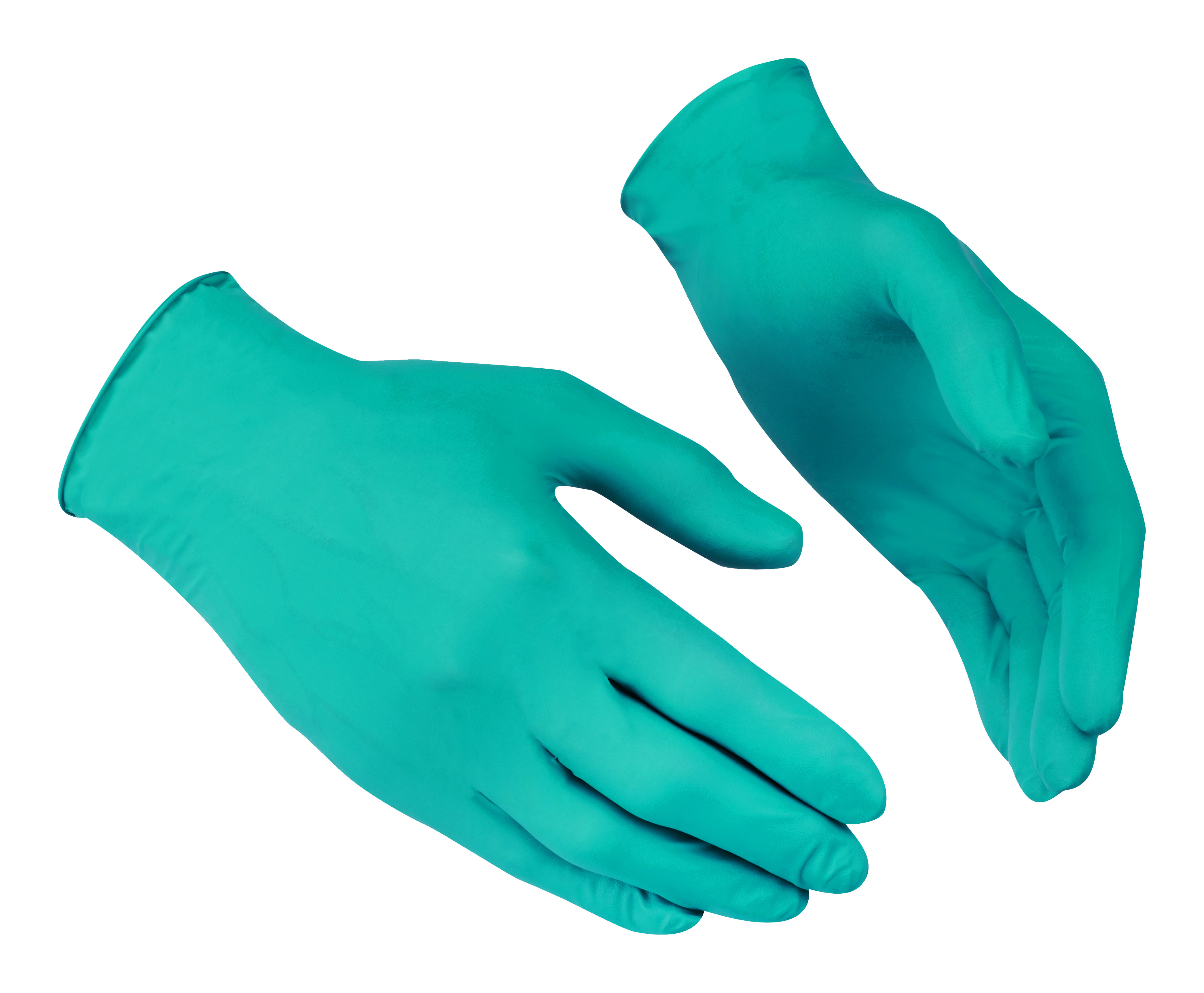 GUIDE GLOVES GUIDE 7014 Green Nitrile Work Gloves, Size 7