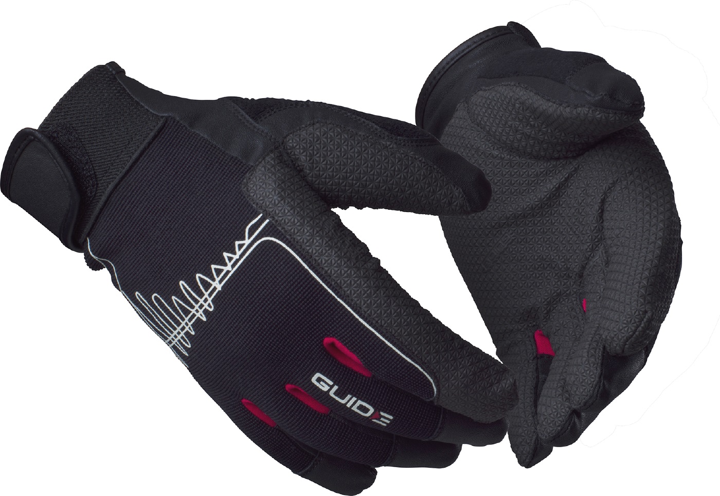 GUIDE GLOVES GUIDE 8010 Black Polyester, Synthetic Leather Work Gloves, Size 9