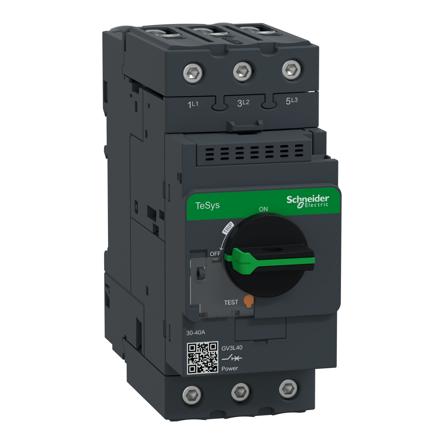 gv3l40 Schneider Electric TeSys TeSyS GV Thermal Circuit Breaker - 3-Pole, Direct, 40A Current Rating, 100 kA, 690V ac